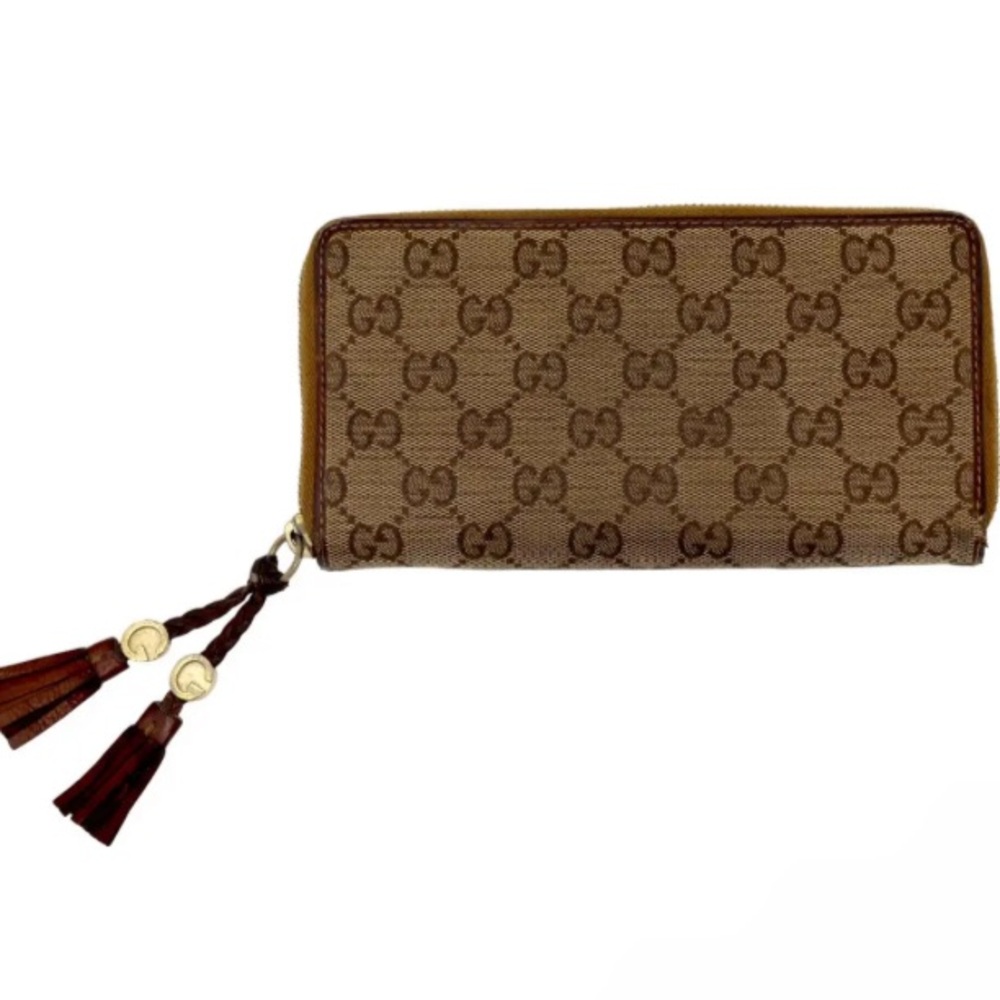 Vintage Gucci Brown Monogram Zip-Around Wallet with